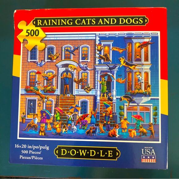 Dowels Puzzle-Raining Cats And Dogs - Picture 1 of 7